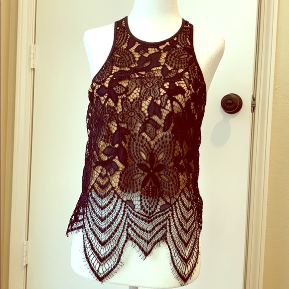 Express Tops - Express Lace Layered Floral Blouse Size XS